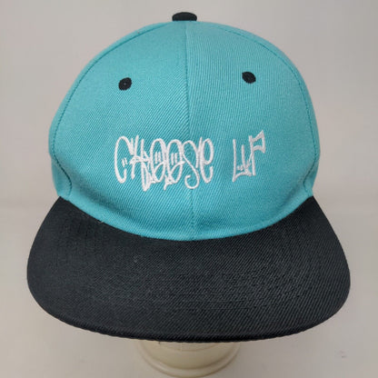 Unbranded Men's Snapback Hat Blue Black Flat Bill OSFA Embroidered Choose Up