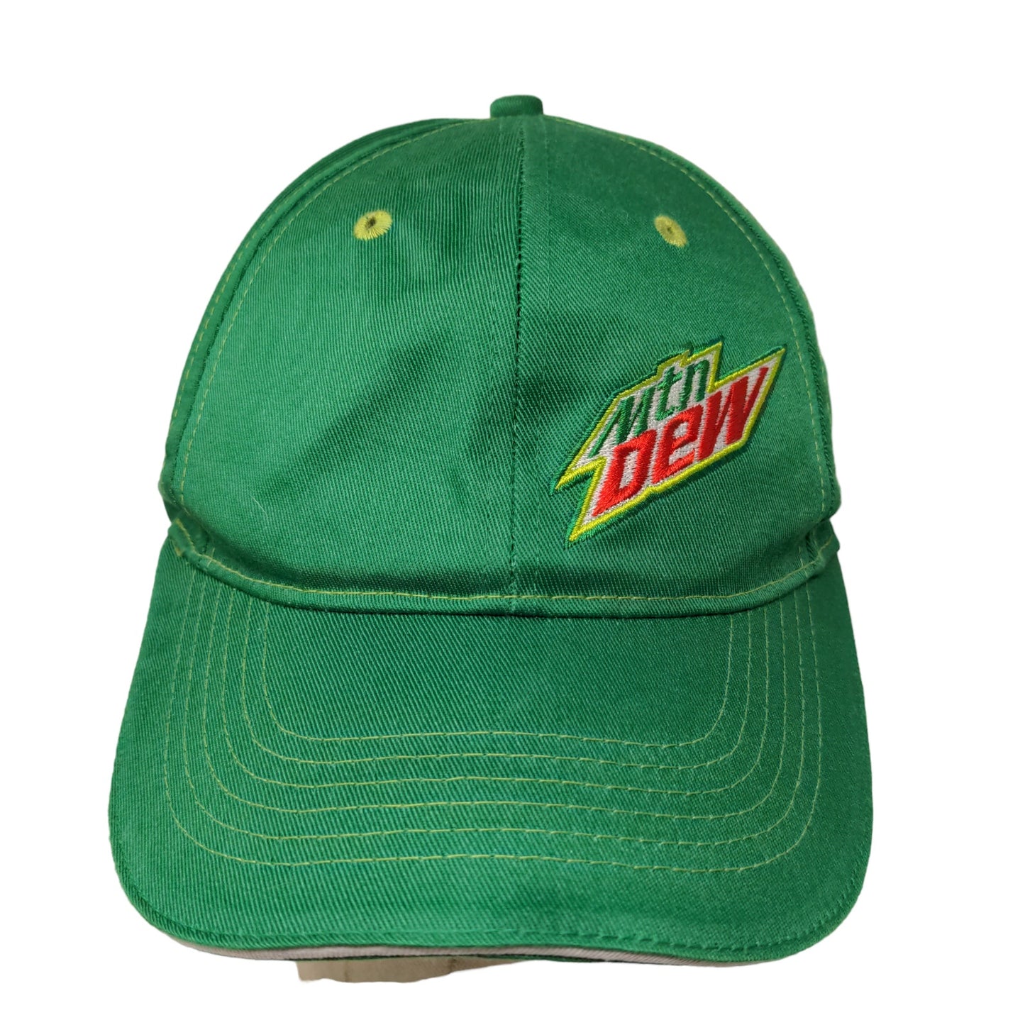 Mtn Dew Strapback Hat Green OSFA Embroidered Logo Soda Soft Drink