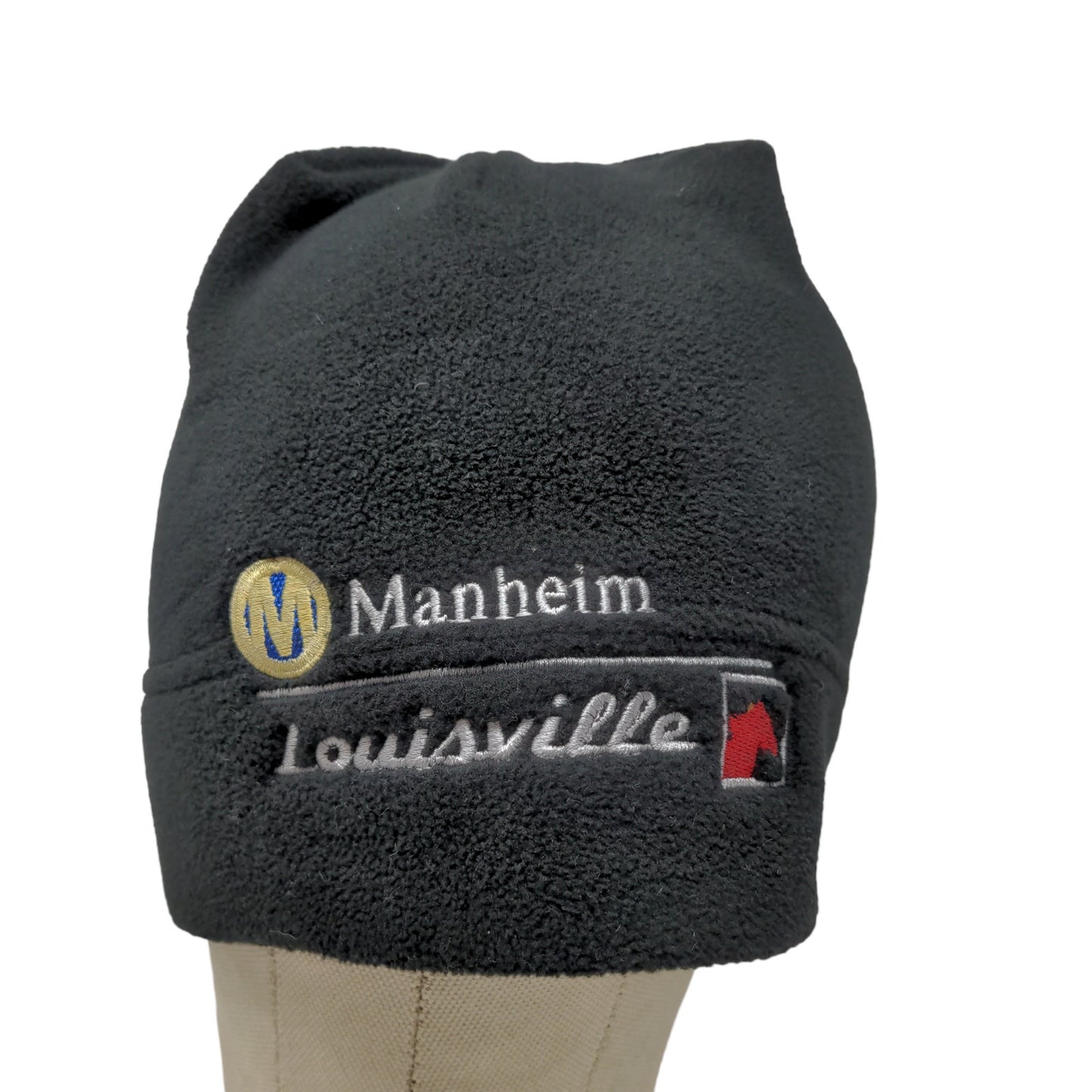 Manheim Louisville Men's Knit Beanie Hat Black Fleece Embroidered Logo
