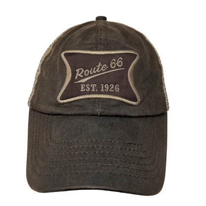 Route 66 Royal Resortwear Strapback Hat Brown Adjustable Mesh Back Embroidered