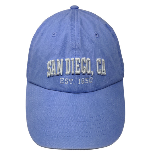 DK Embroidery Men's Strapback Hat Blue Adjustable Embroidered San Diego CA Logo