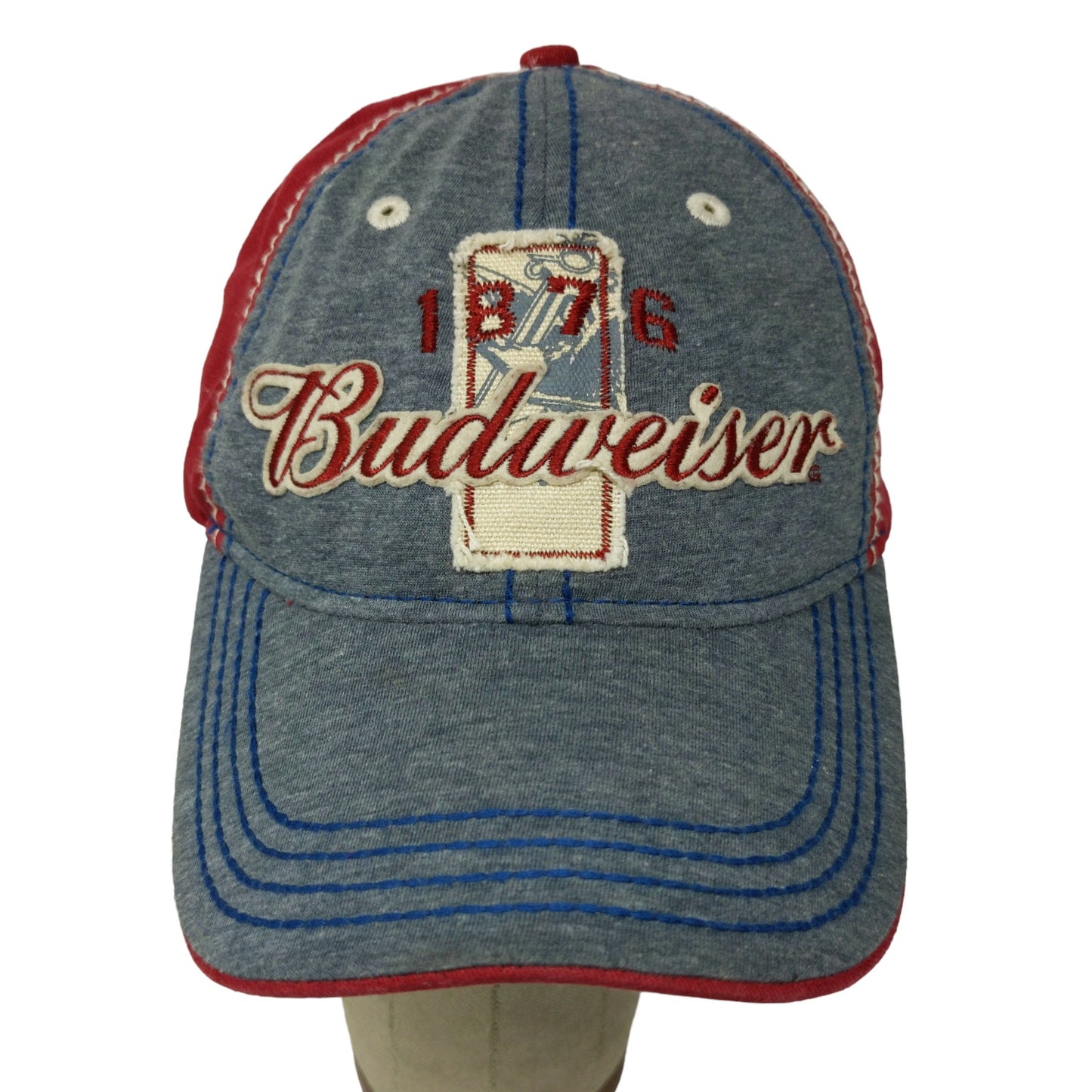 Budweiser Strapback Hat Embroidered Logo Red & Gray Adjustable