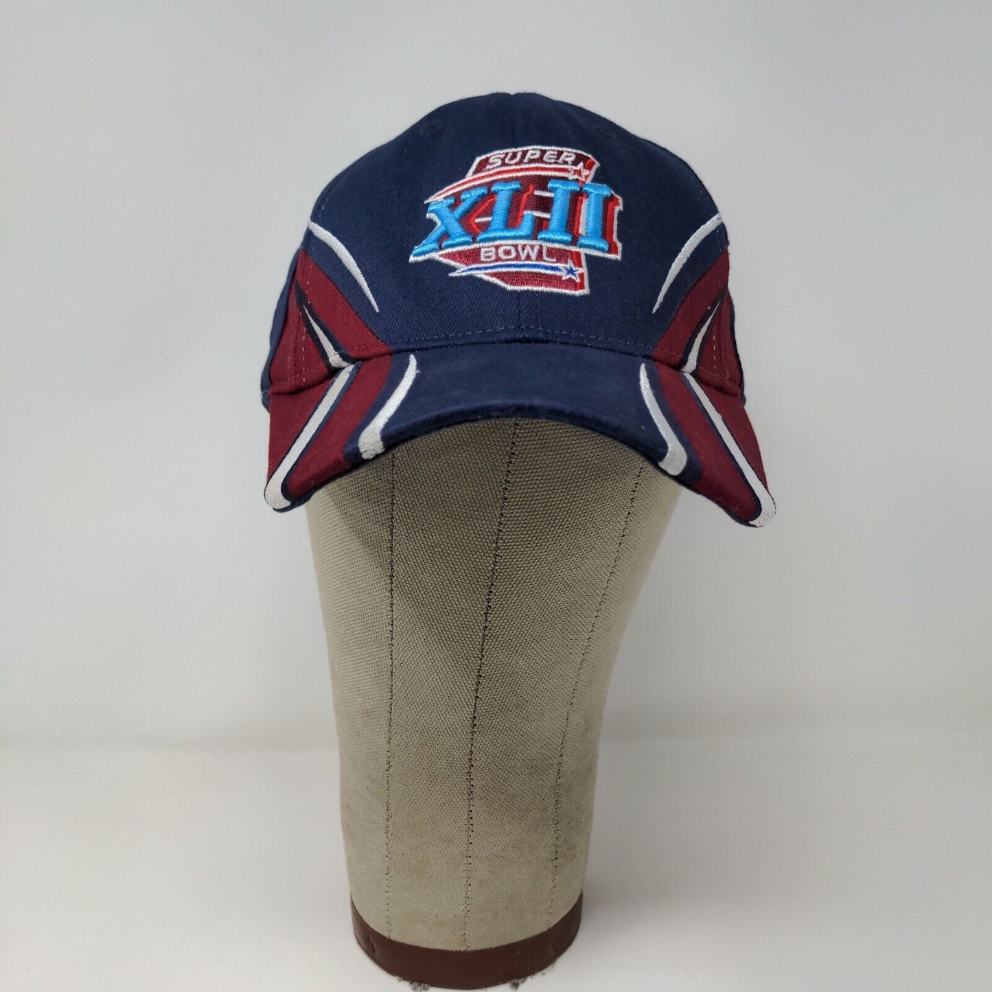 Reebok NFL Super Bowl XLII Fitted Hat Blue Red OSFA Embroidered Logo