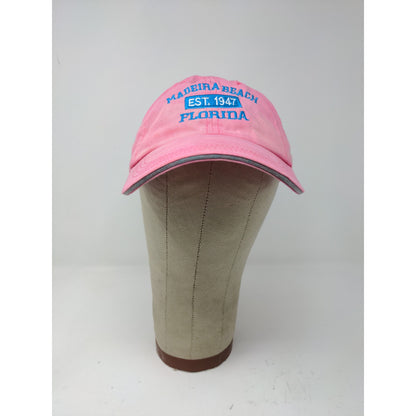 Anvil Madeira Beach Florida Strapback Hat Pink Embroidered Spell Out