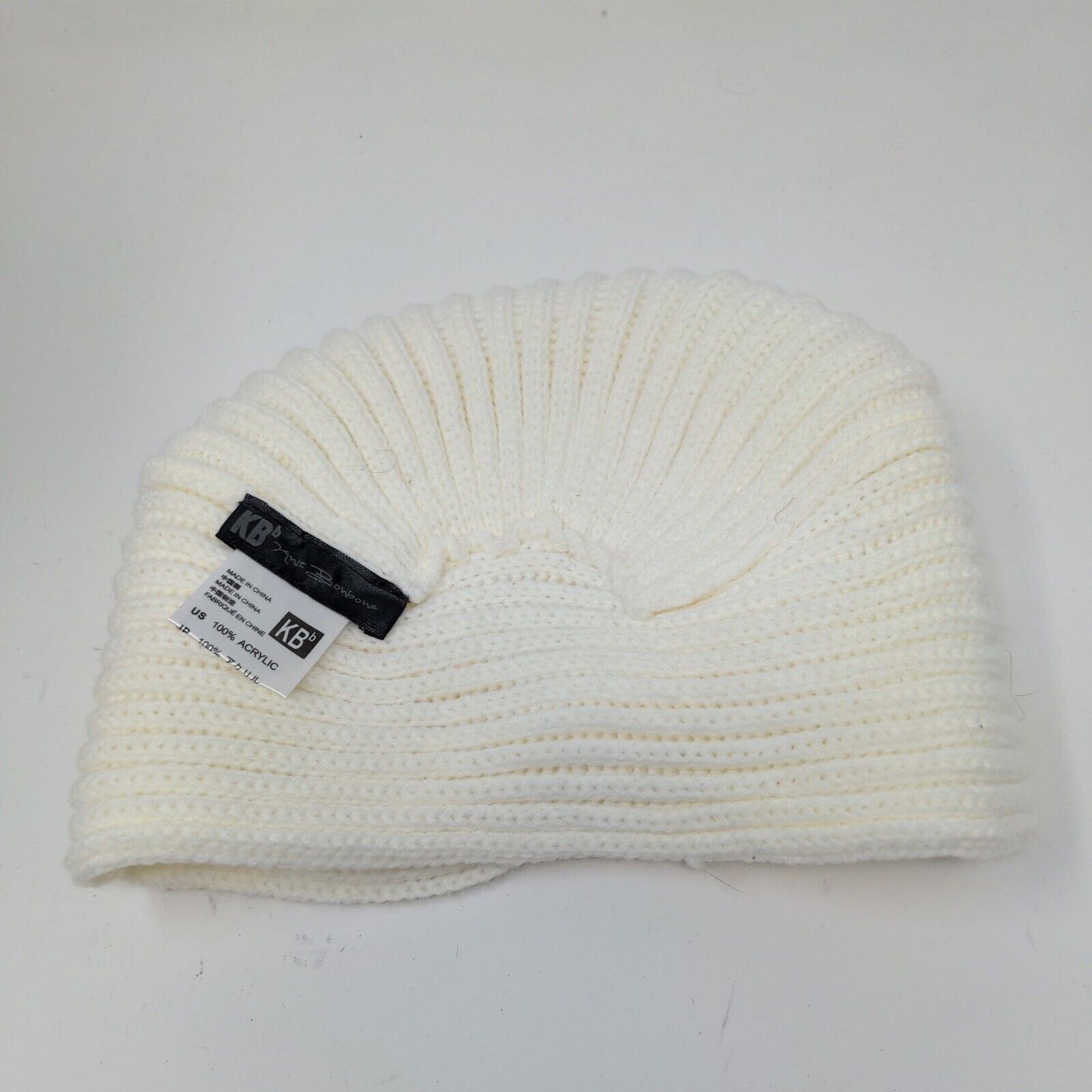 Knit Bonbons Soft Womens Hat Cream 100% Acrylic Knotted Cap Logo