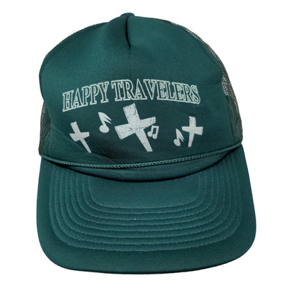 Cobra Caps Men's Snapback Mesh Back Hat Green Size OSFA Happy Travelers Logo