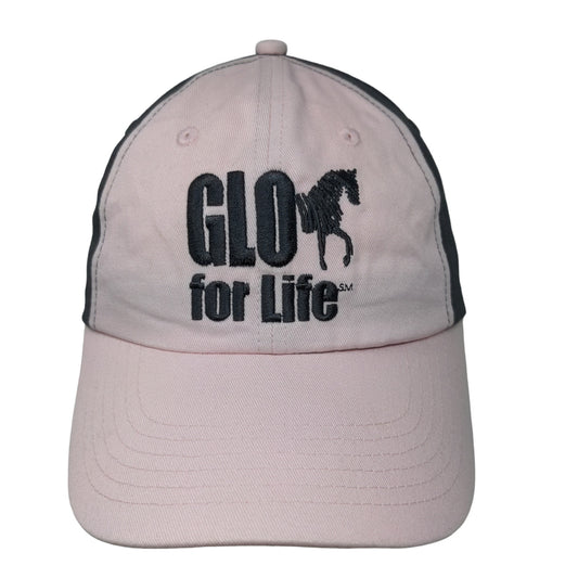 Glo For Life Women's Strapback Hat Pink Gray Embroidered Horse Equestrian Logo