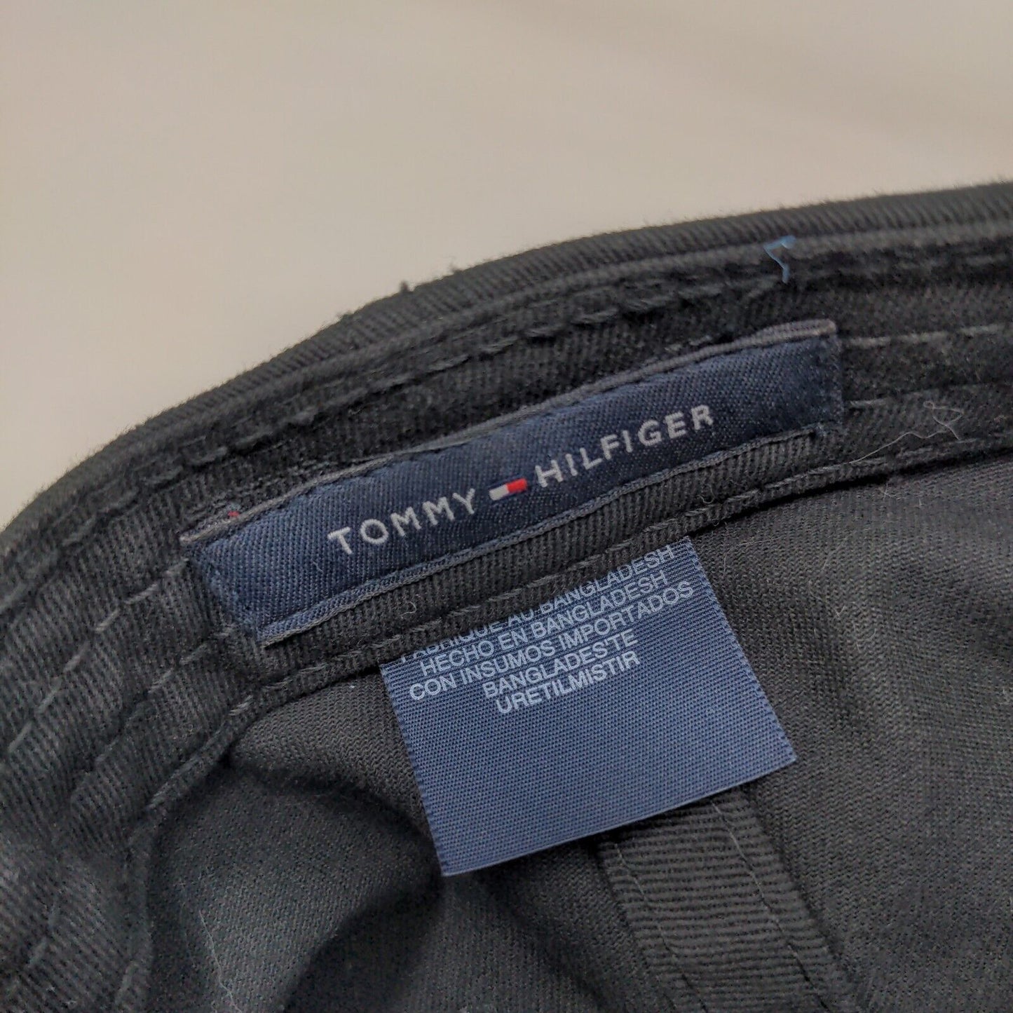 Tommy Hilfiger Men's Slideback Hat Black Size OSFA Embroidered Logo Cotton