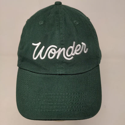 Unbranded Men's Slideback Hat Green Adjustable Embroidered Wonder Logo Cotton