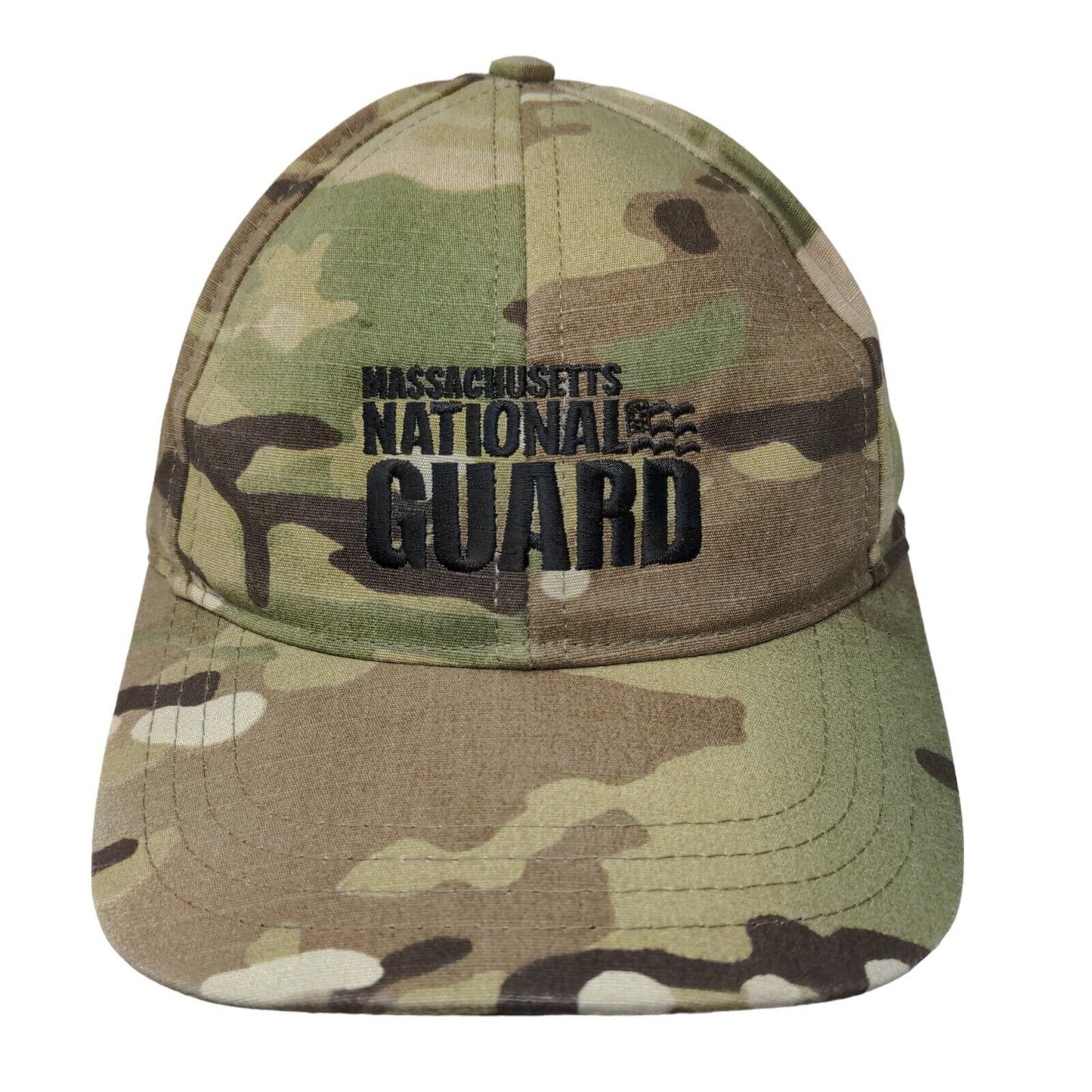 Massachusetts National Guard Men's Strapback Hat Camouflage Adjustable Logo