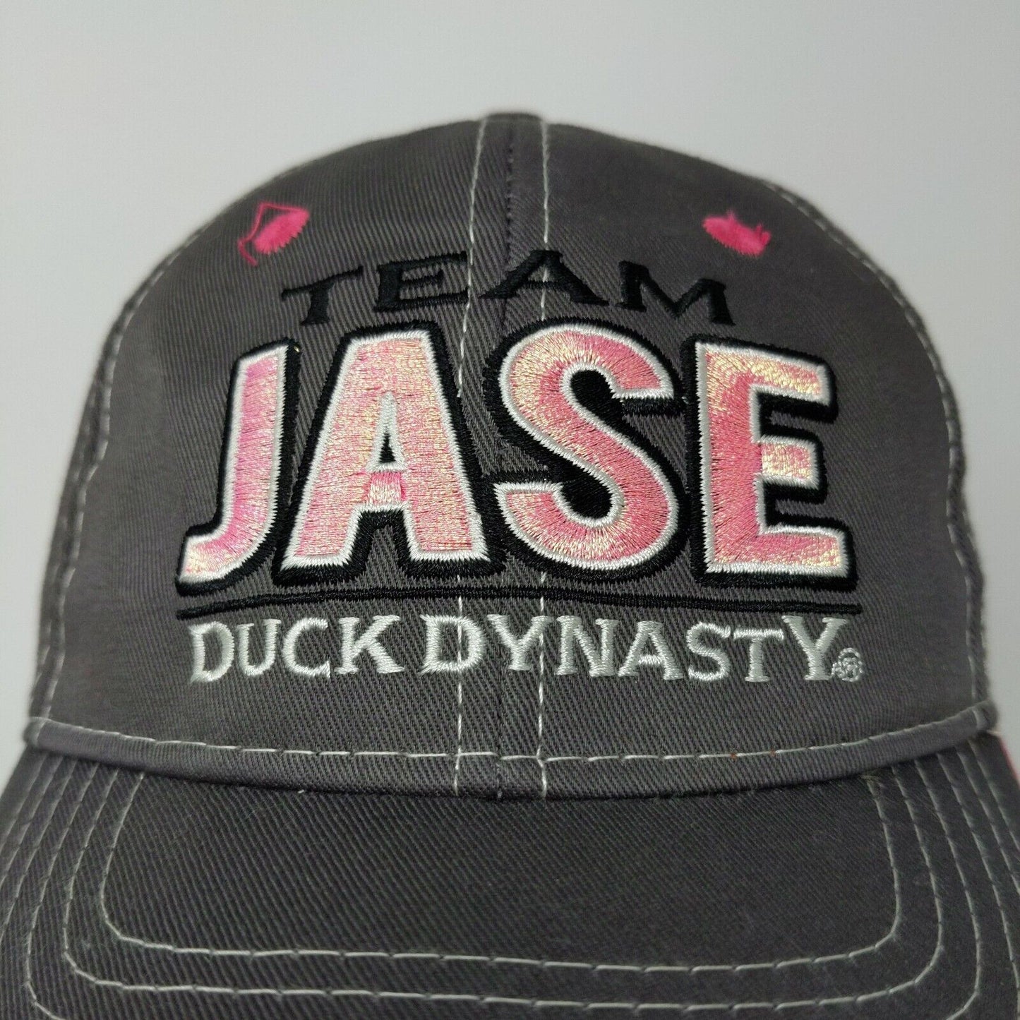 Team Jase Duck Dynasty Hat Gray Pink Embroidered Strapback Adjustable