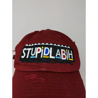 StupidLaBih Slideback Hat Embroidered Logo Kbethos Vintage Cap Red