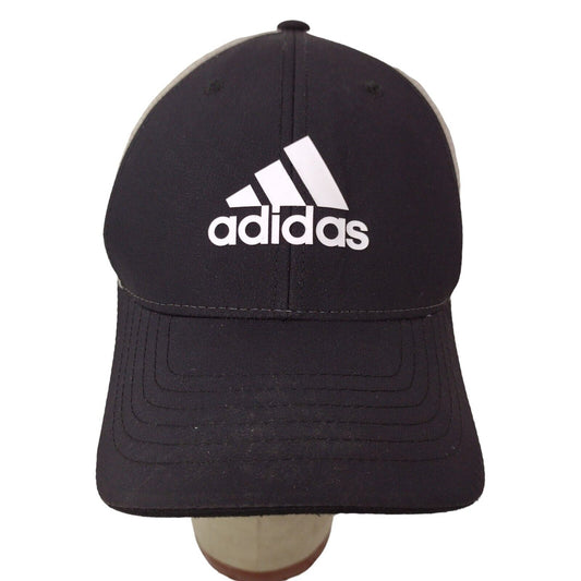 adidas Flexfit Black White Fitted Baseball Hat Cap Size L / XL Graphic Print