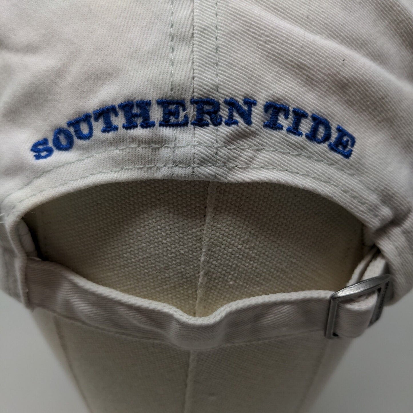 Southern Tide Slideback Hat Cream Adjustable 100% Cotton Embroidered Fish Logo