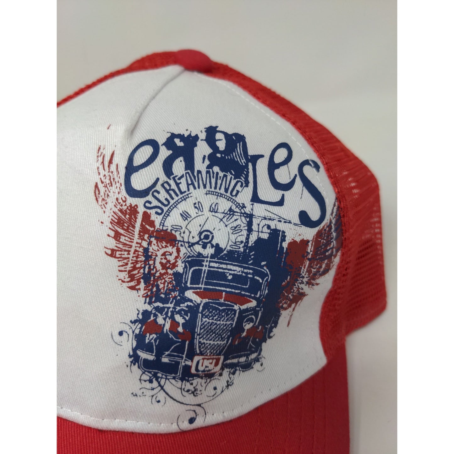 Screaming Eagles Meshback Snapback Trucker Hat OSFA Red & White