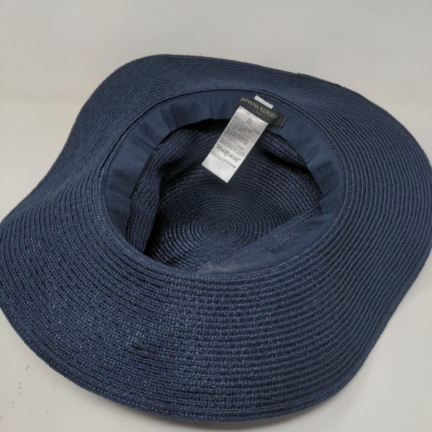 Banana Republic Womens Sun Hat Blue Size M/L Straw Polyester Blend Wide Brim