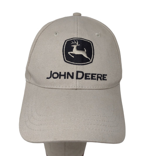 John Deere Men's Slideback Hat Tan OSFA Embroidered Logo 100% Cotton