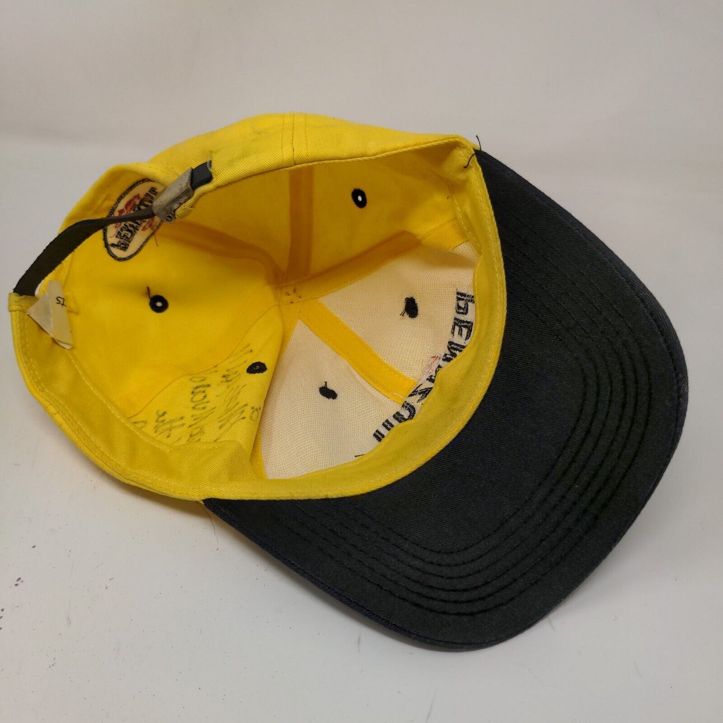 Pennzoil Racing Men's Slideback Hat Yellow Black Signed Autographed Vintage USA