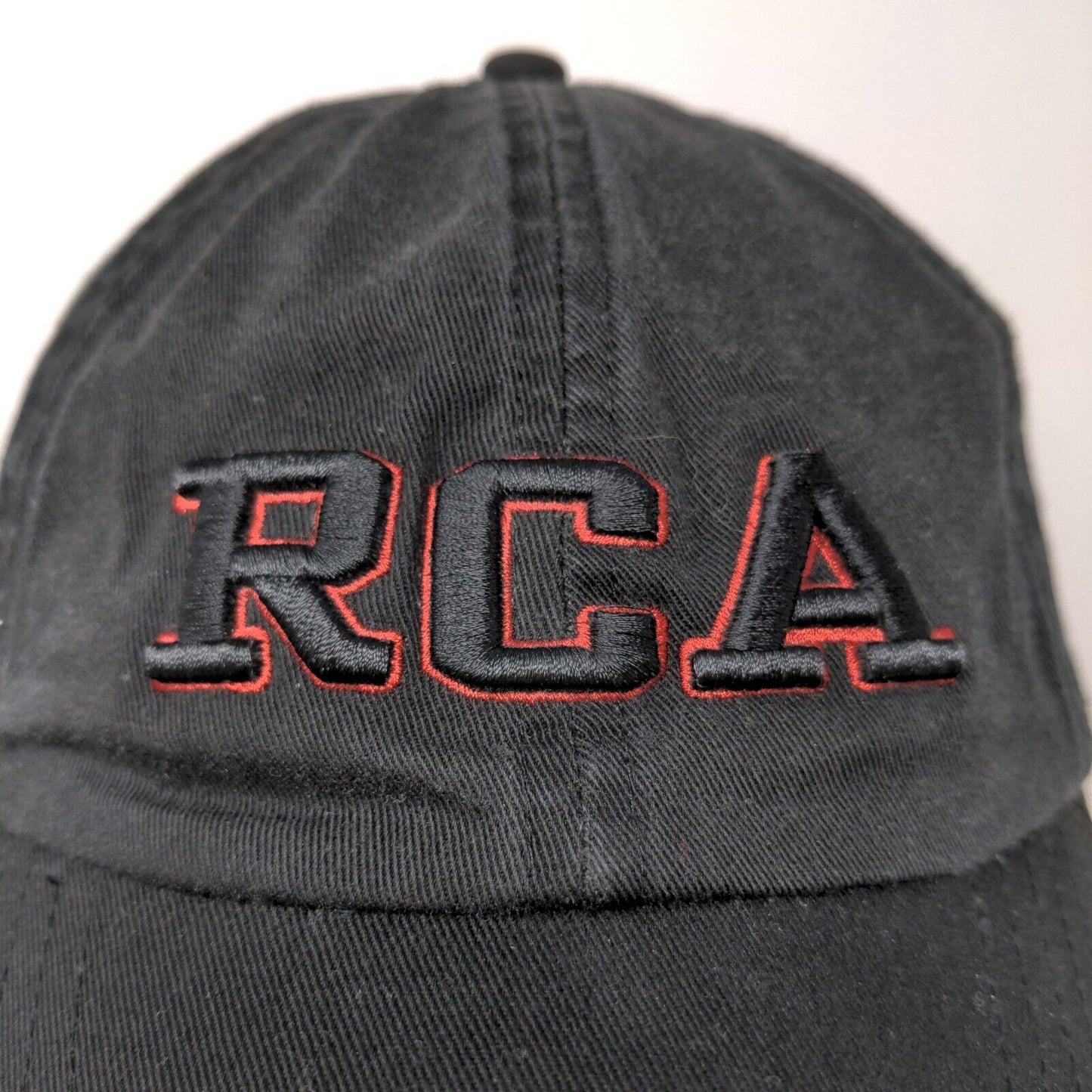 RCA Embroidered Strapback Hat Cap Black Red Accents 100% Cotton