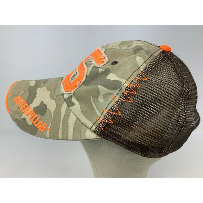 Caterpillar CAT Camo Meshback Snapback Hat Cap w/ Orange 25 Patch