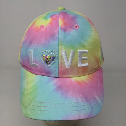 Wonder Nation Girls Strapback Hat Tie Dye Multicolor Size OS Embroidered Love