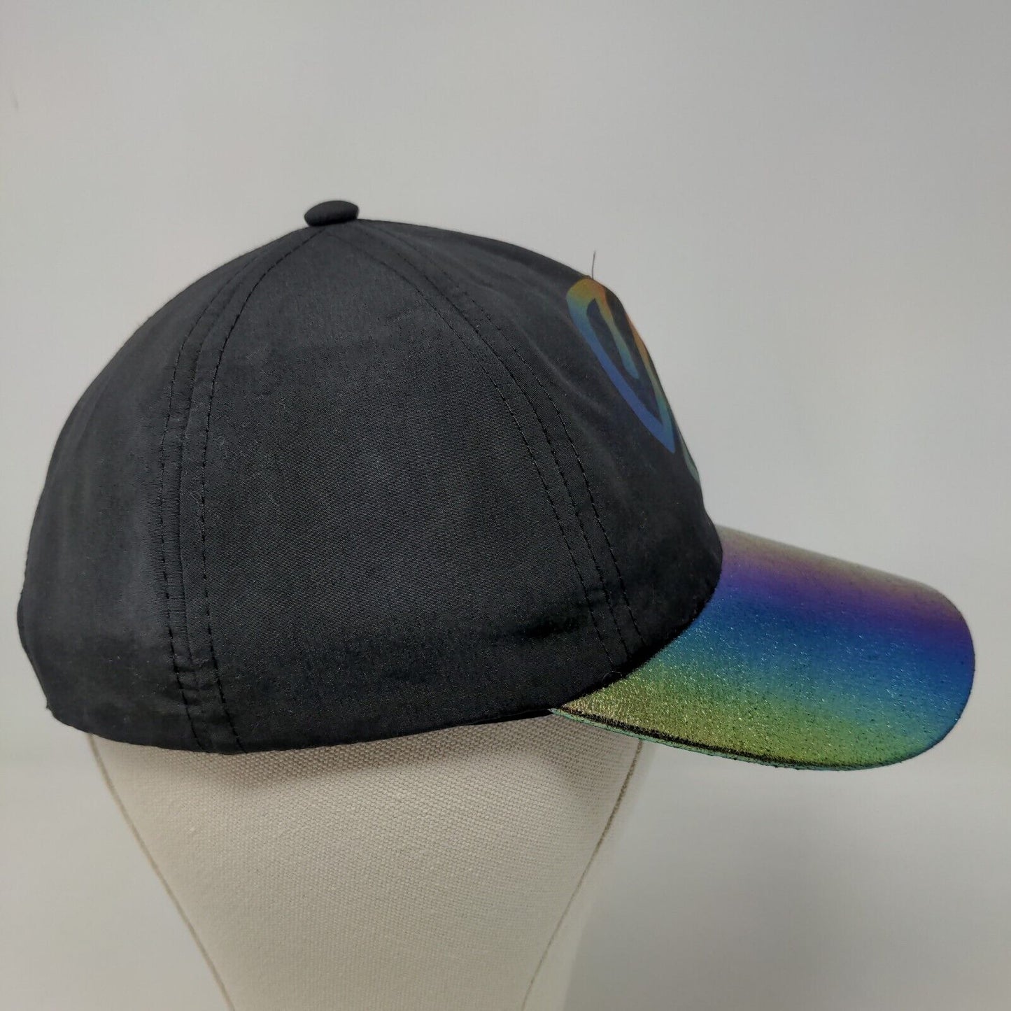 Justice Girl's Snapback Hat Black OSFM Rainbow Bill Graphic Adjustable