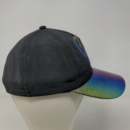 Justice Girl's Snapback Hat Black OSFM Rainbow Bill Graphic Adjustable