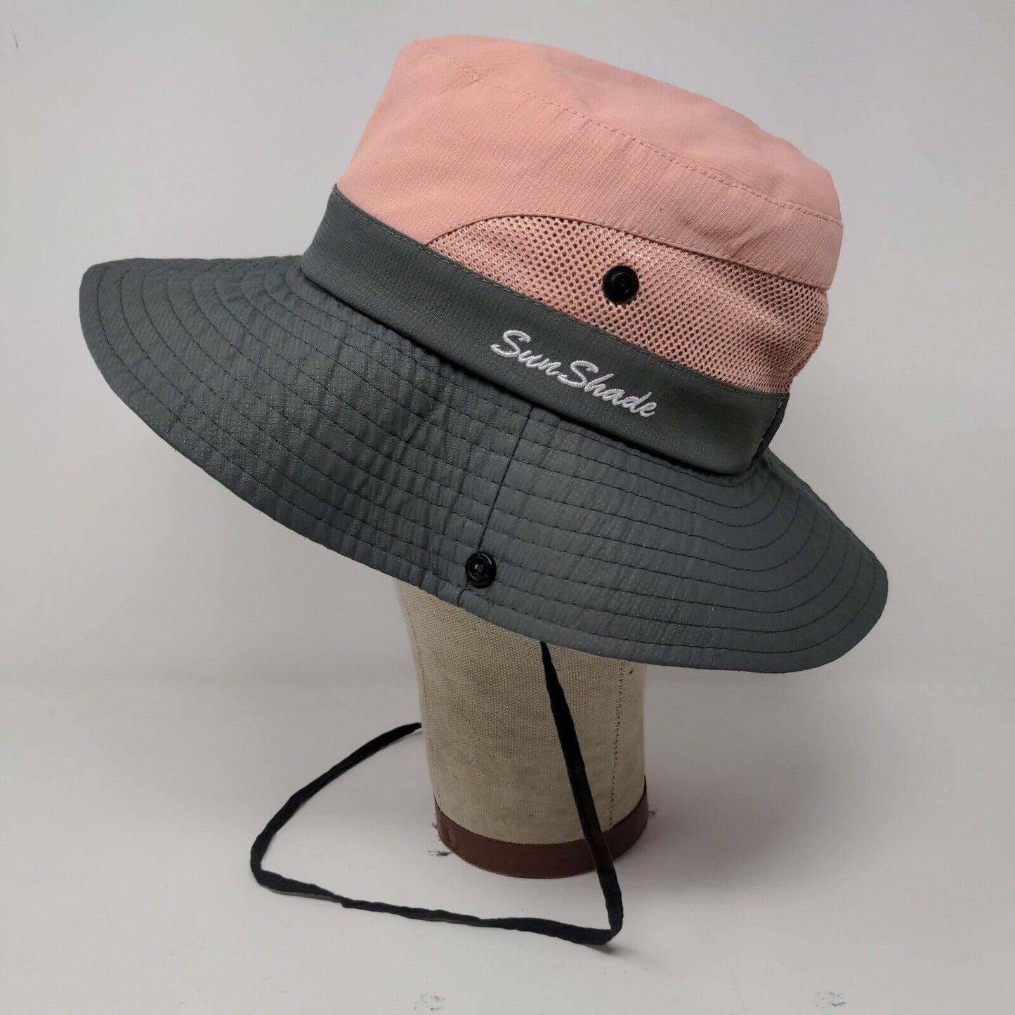 Womens SunShade Wide Brim Pink Bucket Cargo Floppy Hat Cap Beach Adjustable