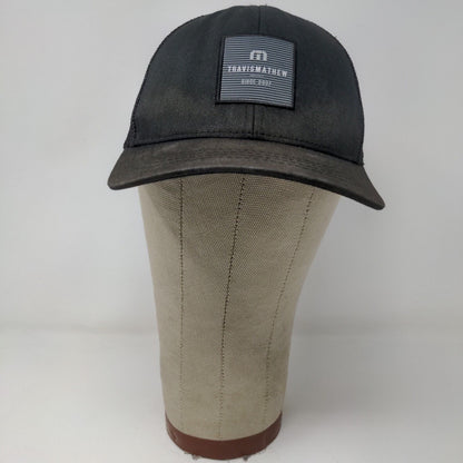 Travis Mathew Mens Snapback Meshback Hat Black Adjustable Flexfit 110 Distressed