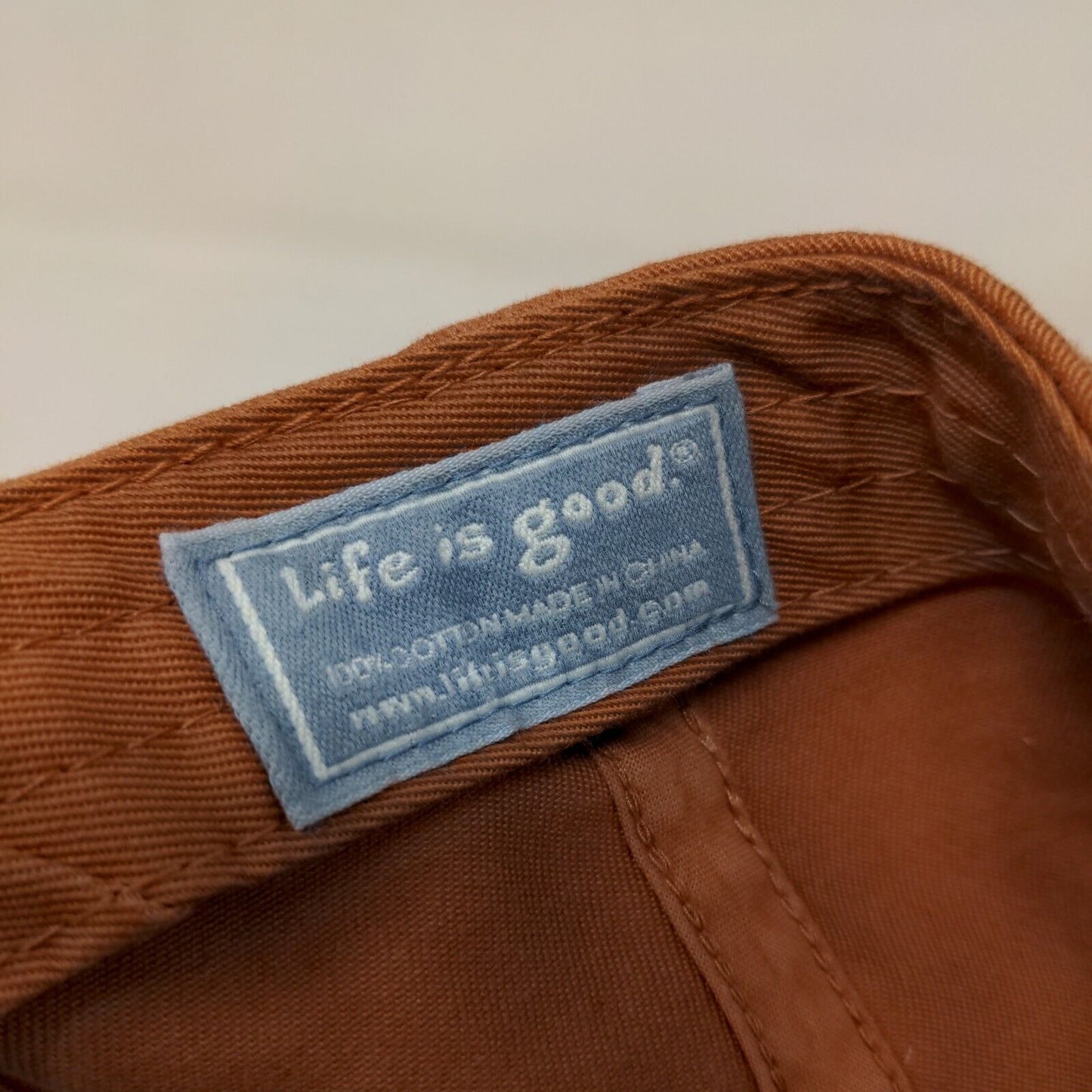 Life is Good Men's Slideback Hat Brown Adjustable Embroidered Logo Running