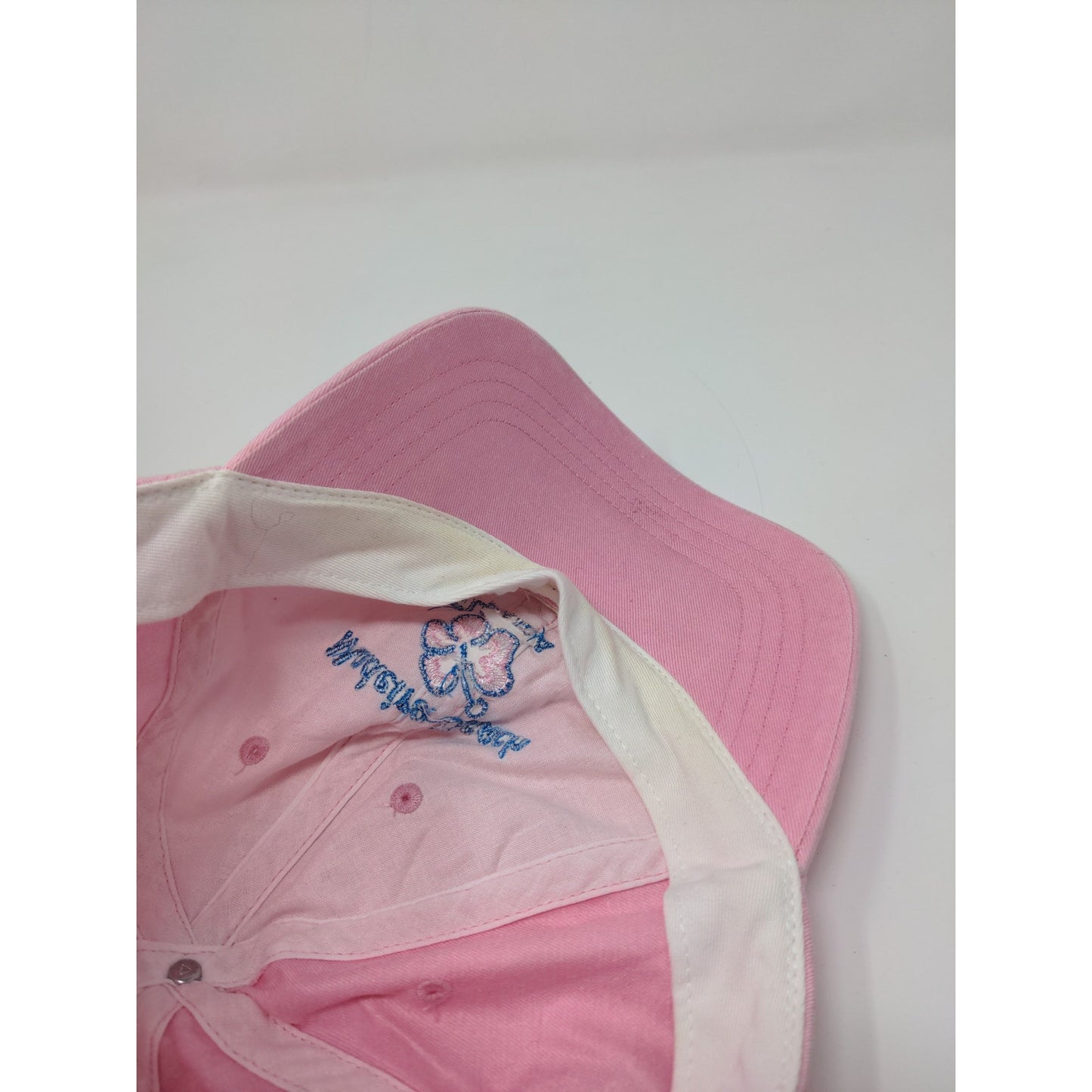 Maderia Beach, FL Strapback Hat Pink Flower Embroidered Spell Out