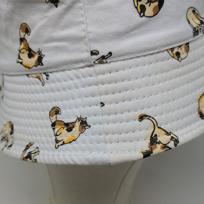 Mino Women's Bucket Hat White All Over Print Cat Graphic Reversible