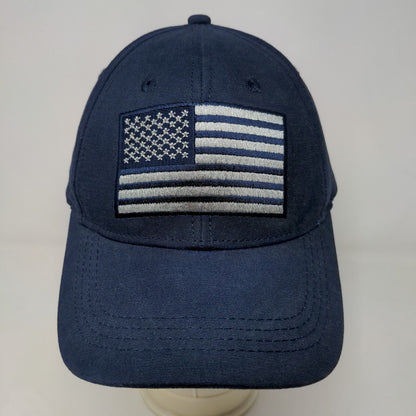 SRP Companies Men's Strapback Hat Blue Adjustable Embroidered Patriotic Flag