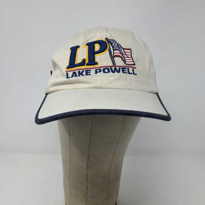 Ahead Men's Strapback Hat Tan Lake Powell Boat Flags Embroidered Logo