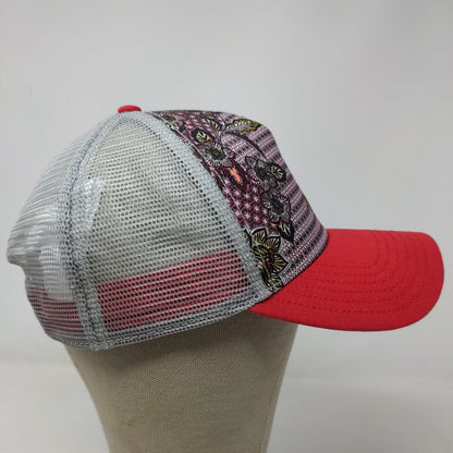 Unbranded Women's Floral Print Snapback Mesh Back Hat Pink Gray Adjustable