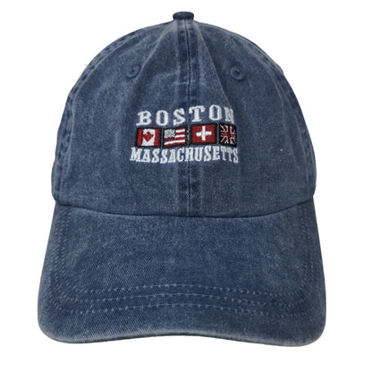 Ahead Men's Slideback Hat Blue Adjustable Embroidered Boston Massachusetts Logo