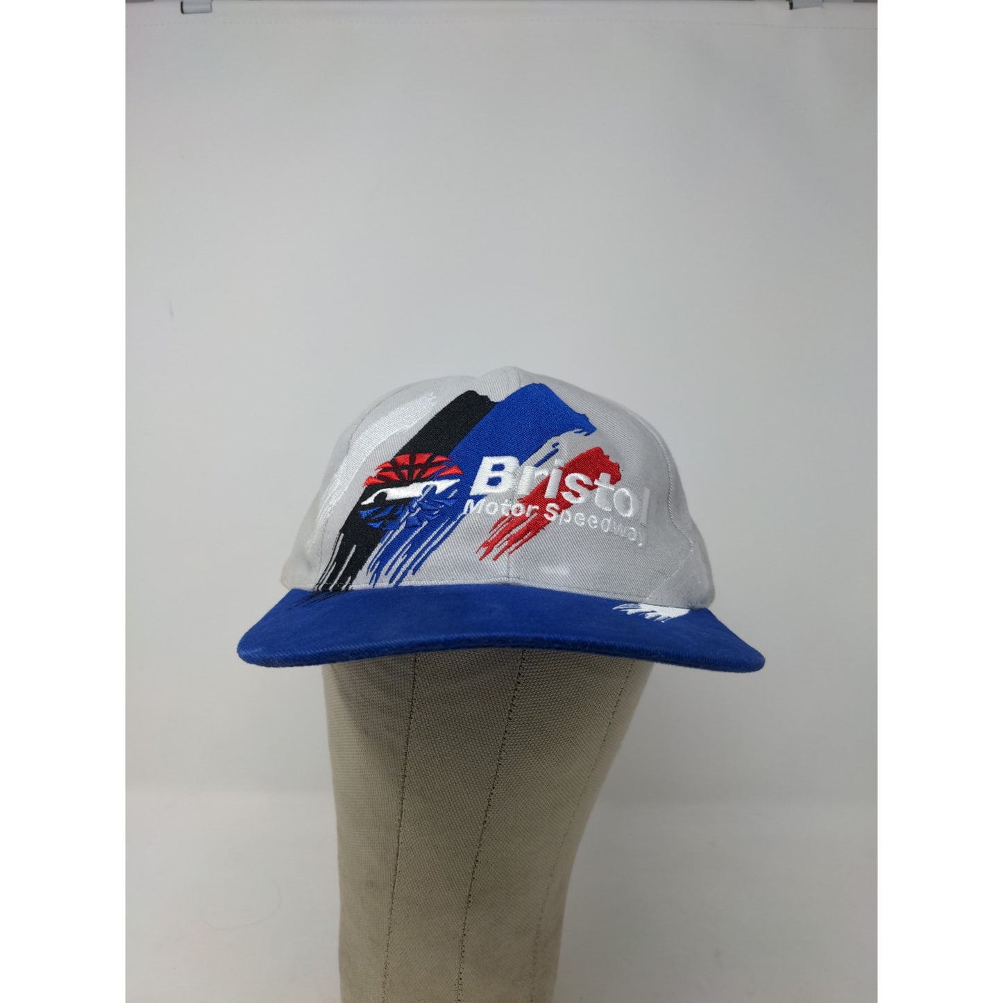 Bristol Motor Speedway Slideback Hat Embroidered Logo Spell Out Gray Blue