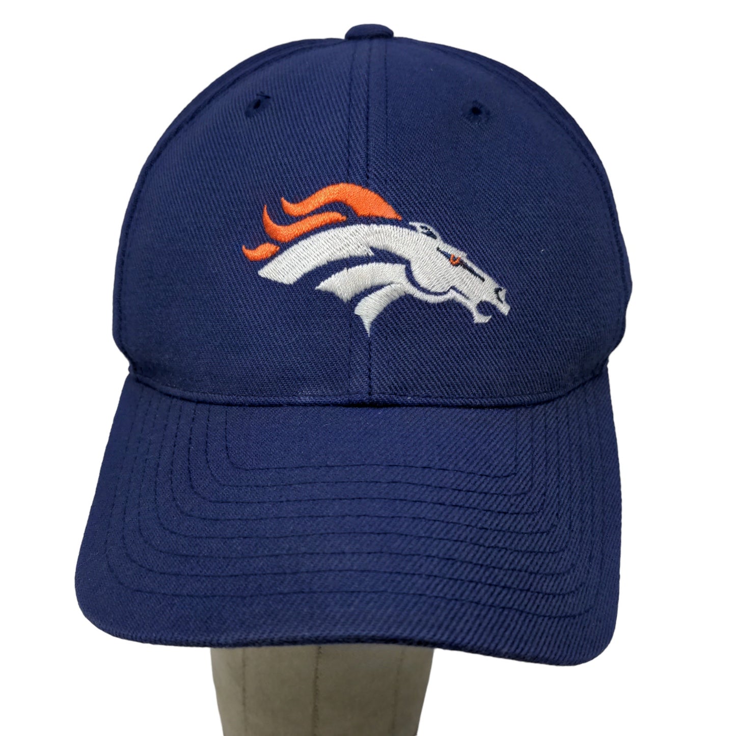 NFL Logo Athletic Mens Denver Broncos Fitted Hat Blue Size 7 1/4 Embroidered