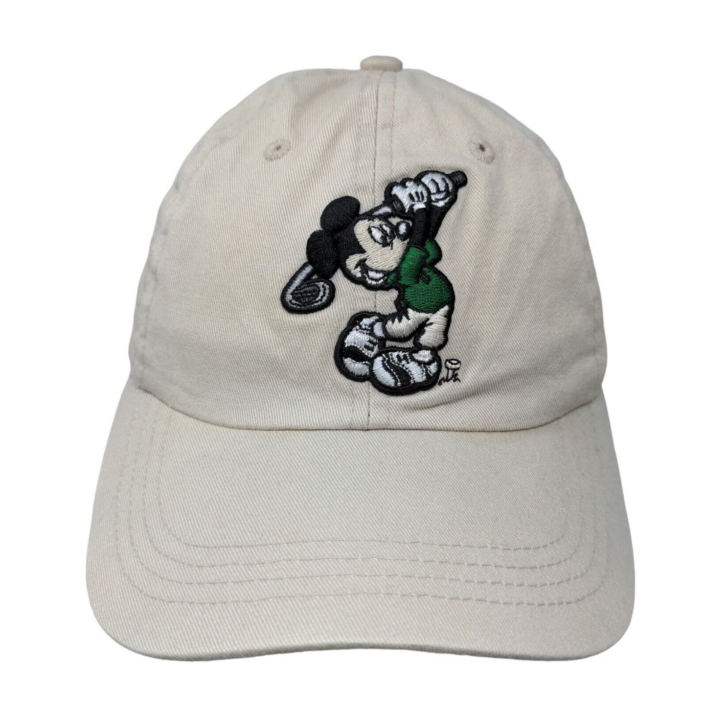 Walt Disney World Golf Men's Slideback Hat Tan Embroidered Mickey Mouse Logo