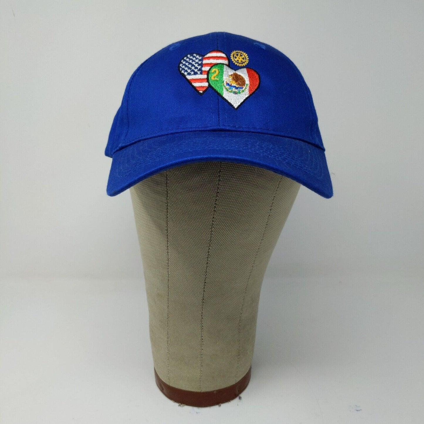 International Rotary Club Queensboro USA Mexico Flag Blue Hat Cap Adjustable