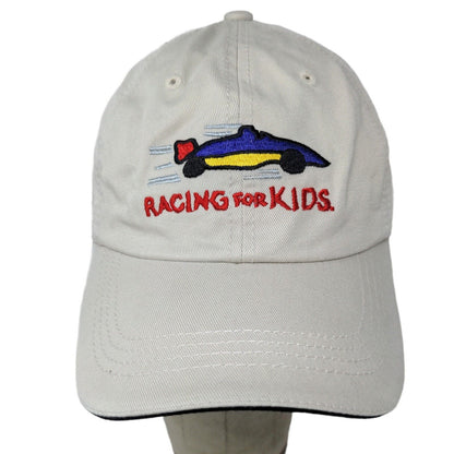 Racing for Kids Mens Strapback Hat Beige Adjustable Embroidered Car Logo