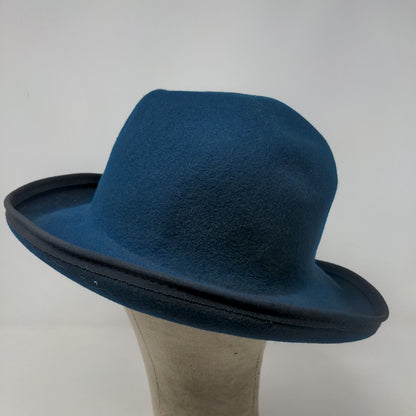 Bollman Hat Co Women's Doeskin Felt Bowler Derby Hat Blue 100% Wool