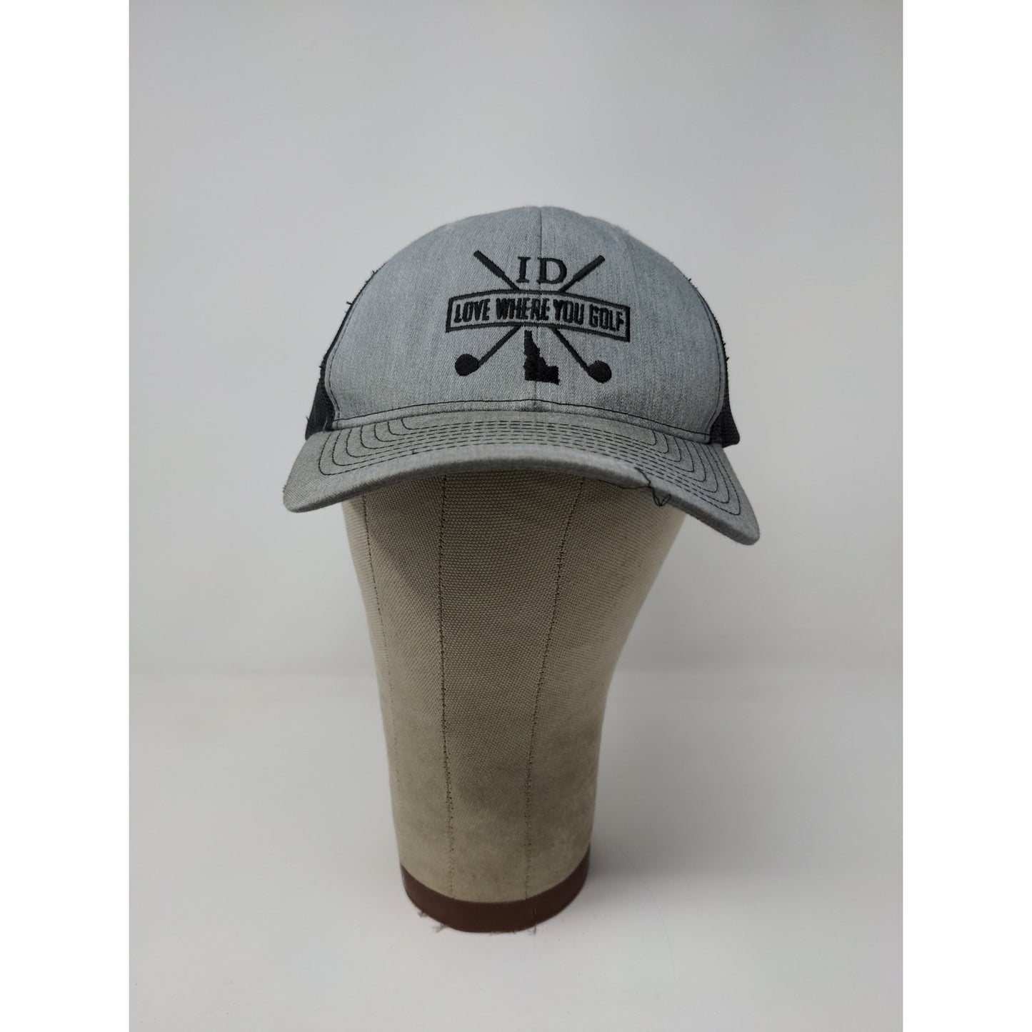 Idaho Golf Mesh Back Snapback Hat Love Where You Golf Gray Embroidered
