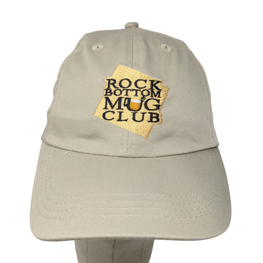 Rock Bottom Mug Club Men's Hat Tan Adjustable Embroidered Logo Slideback