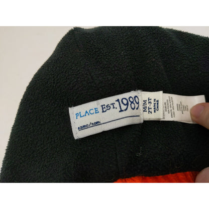 Place 1989 Toddler Beanie Hat Size 2T-3T M/M Orange & Black Basketball Pom Pom