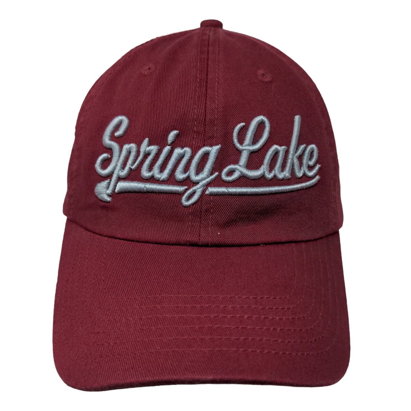 Unbranded Men's Strapback Hat Red Embroidered Spring Lake Logo Cotton