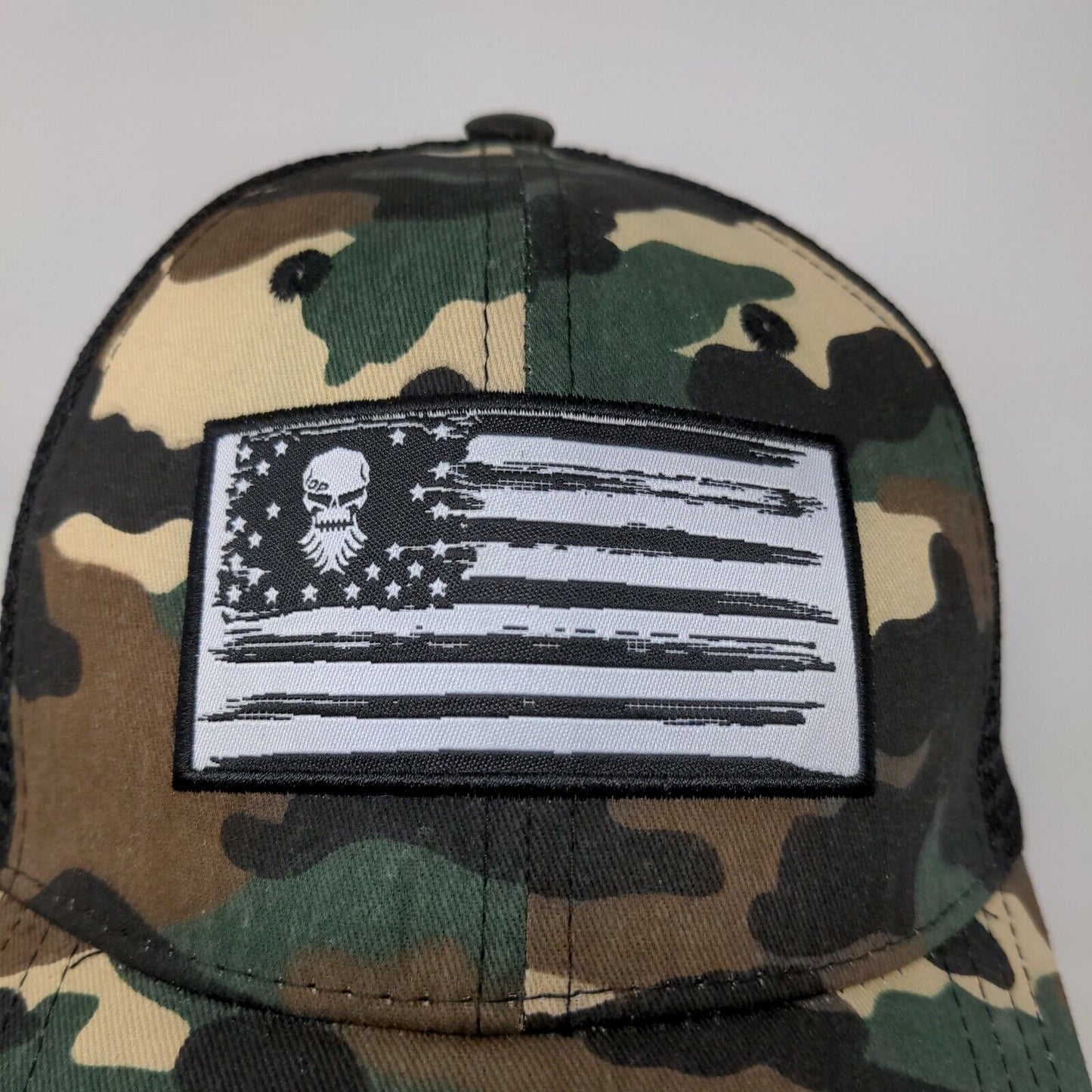 Diesel Power Mens Snapback Camo Patriotic Hat Black Meshback Patch Flag Logo