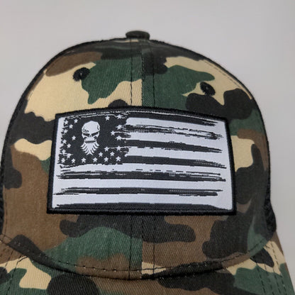 Diesel Power Mens Snapback Camo Patriotic Hat Black Meshback Patch Flag Logo
