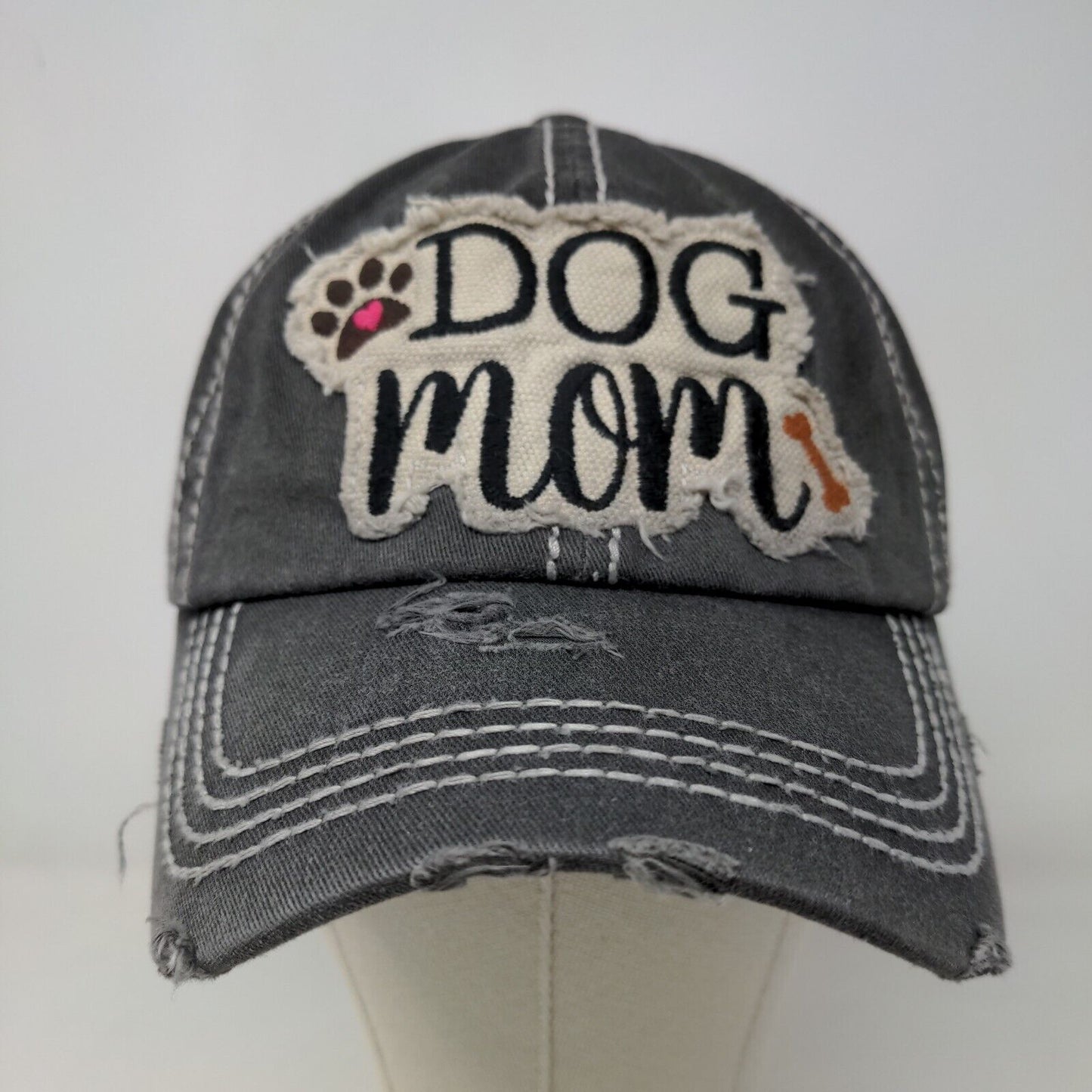 KBETHOS Women's Dog Mom Strapback Hat Gray Adjustable Patch Logo