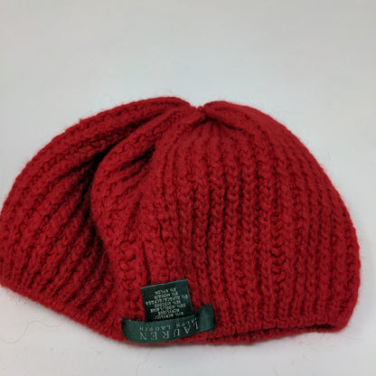 Lauren Ralph Lauren Women's Knit Beanie Hat Cap Red Wool Alpaca Blend